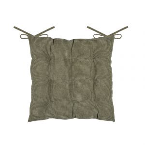 Galette De Chaise Carr&eacute;e En Velours C&ocirc;tel&eacute; - Neuf