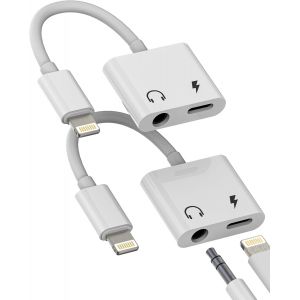 THEF-Adaptateur Lightning vers Jack 3.5mm 2 en 1 pour iphone 14/13/12/11/X/8/7/SE/SE2 écouteur Casque Audio pour Apple pour ipad Prise Splitter Chargeur Auxiliaire Câble Connecteur Téléphone Accessoi - Neuf