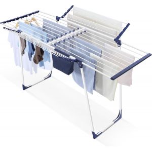 KGABERY-Séchoir À Linge À Ailes,Séchoir Sur Pied Avec Ailes,Étendoir À Linge Pliable Extensible Avec Sac À Pinces Et Porte-Chaussettes,Convient Pour Les Vêtements Et Les Serviettes - Neuf