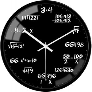 ChenQuanSarl-Horloge Murale Décorative En Verre De 20,3 Cm Style Enseignement Mathématique, Horloge Ronde Moderne Noire À Piles, Silencieuse, Sans Tic-Tac, À Suspendre - Neuf