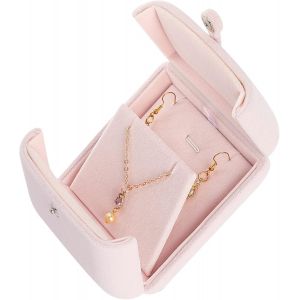 Rose Collier Bo&icirc;te Velours Double Ouvert Bijoux Pr&eacute;sentoirs Bo&icirc;te De Rangement Pendentif Boucles D'oreilles Bo&icirc;te Cadeau Vitrine Pour Anniversaire Fian&ccedil;ailles Mariage Anniversaire Maison - Neuf