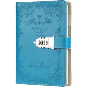 Carnet De Notes Avec Serrure À Combinaison - Journal Intime Avec Cadenas - Cahier Journal Bloc-Notes Secret En Pu Cuir Pour Bureau, Cartes Porte-Stylo, Taille 215X150Mm - Neuf