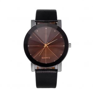 Montre &Agrave; Bracelet En Cuir Pu &Agrave; Motif De Ligne Sym&eacute;trique &Agrave; Motif De Strass (Marron) - Neuf