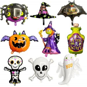 Ballons D'Halloween - Lot De 9 Ballon De Halloween En Forme D'Araign&eacute;es, Citrouille, Fant&ocirc;me Et Sorci&egrave;re Pour Une D&eacute;coration Festive Et Cr&eacute;ative - Neuf