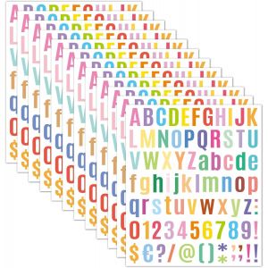 Lot De 12 Feuilles D'autocollants En Vinyle Pour Scrapbooking - Kit De Lettres De L'alphabet Et Chiffres Pour Loisirs Créatifs, Cartes De V?ux Et Décoration D'enveloppes (Coloré) - Neuf