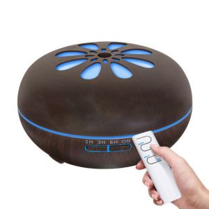 Diffuseur d'huiles essentielles 550 ml - Humidificateurs à grain de bois - Humidificateurs à ultrasons - Télécommande Maison Chambre Yoga Bureau Spa Grain de bois foncé - Neuf