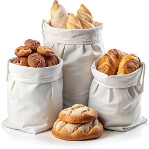 Sacs à pain en coton biologique Sacs à fruits et légumes s,sacs lavables sans plastique pour le pain,les pâtes,le riz,les noix,les fruits et les légumes - Neuf