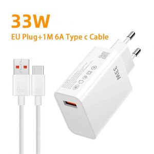 Chargeur Rapide Usb 33w,Adaptateur De Chargeur De Téléphone Pour Xiaomi Redmi Huawei Iphone 16 Samsung,Prise Ue/Us,Chargeur Mural Rapide--Eu Charger 6a Cables - Neuf