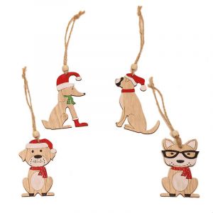 Vacances De No&euml;l Sur Le Th&egrave;me Cr&eacute;atif Cour D&eacute;cor Des D&eacute;corations De No&euml;l, 4 Pi&egrave;ces En Bois De Couleurs - Neuf