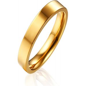 Bijoux Bague Homme Femme Anneau Inox Fiançaille Mariage 4mm Taille Au Choix 51-72.[Y357] - Neuf