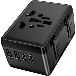 ERYI-Adaptateur Prise Universelle, Adaptateur Universel De Voyage Avec 2 Usb, 2 Usb C And 1Ac Socket, Adaptateur Universel France Vers Usa Uk Allemagne Australie Japon, Adaptateur Prise Vers France - Neuf