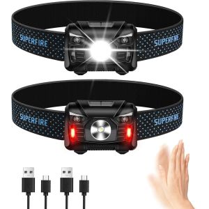 Lampe Frontale Led Ultra Puissante,3000 Lumens 5 Modes D'éclairage Lampe Frontale Led Avec Capteur De Mouvement, Batterie 2800mah Rechargeable Usbfrontale Led Pour Pêche Camping Cyclisme - Neuf
