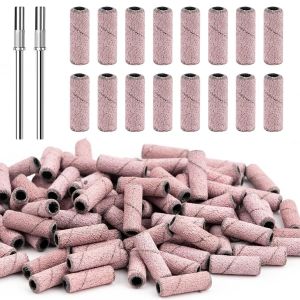 100 Pièces Embouts Ponceuse Manchons, #180 Ongles Bandes De Ponçage Professionnelles Grain Pour Perceuse À Ongles Ponceuse Emeri Rouleaux Lime Ongles Pour Manucure Et Pédicure(Rose Rouge) - Neuf