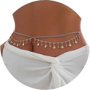 Strass Cha&icirc;ne Ventrale Paillettes Cha&icirc;ne De Taille Bikini Bijoux De Corps Cha&icirc;nes De Plage Cha&icirc;ne De Ventre Pour La Taille Pompon Cha&icirc;nes Superpos&eacute;es Pour Les Femmes Et Les Filles - Neuf