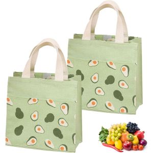 SJZG-2 Pi&egrave;ce Mini Tote Bag, Cabas Tote Bag, Sac Tissu, Sac En Toile, Toile Solide, Durable, Lavable (Motif Avocat,22 * 22 * 12Cm) - Neuf