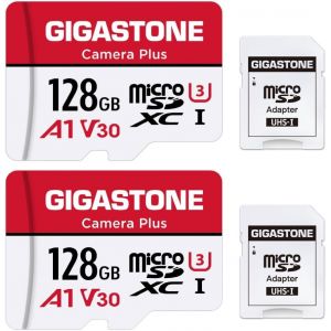 Carte M&eacute;moire 128 Go Lot De 2 Cartes, Cam&eacute;ra Plus S&eacute;rie, Vitesse Allant Jusqu'&agrave; 95 Mo/S. Id&eacute;al Pour Full Hd Video Drone Gopro Cam&eacute;ra, U3 Carte Micro Sdxc Avec Mini Coque Et Adaptateur Sd. - Neuf