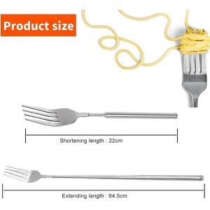 Fourchette Telescopique,Fourchettes De Table,Fourchette Extensible,Fourchette &Agrave; Barbecue Longue En Acier Inoxydable,Fourchette &Agrave; D&icirc;ner Pour D&icirc;ner Dessert Aux Fruits (22,1 64,6 Cm) - Neuf