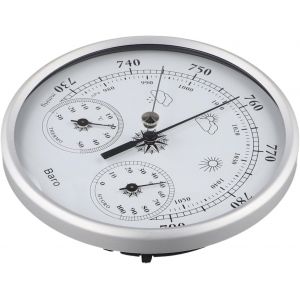 SUBZONAL-Station M&eacute;t&eacute;o 3 en 1 Thermom&egrave;tre Hygrom&egrave;tre Barom&egrave;tre Barom&egrave;tre 130 mm Aluminium Usage Domestique Mesure Temp&eacute;rature Humidit&eacute; Pression Air - Neuf