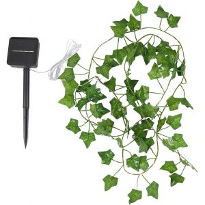 KAL-Guirlande Lumineuse Solaire Extérieure, 5M 50Leds Guirlande Lumineuse Artificielle Lierre, Ip65 Étanche 8 Modes Guirlande Lumineuse Exterieure Solaire, Pour Jardin, Terrasse, Balcon, Fête - Neuf