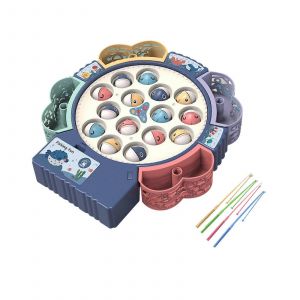 Jouet de pêche rotatif pour enfants, jouet de pêche magnétique éducatif, jouet d'entraînement à la coordination ?il-main pour les fêtes d'intérieur-Bleu 15 - Neuf