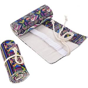 MAA-Sac a Crayon de Toile, 72 Trous Pochette pour Crayons, Trousse de Crayons de Couleurs Sac Multi-usages (Crayons non Inclus) - Neuf