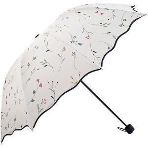 Yemaesre-Femme Ombrelle À 3 Pliants Motif Floral Uv Protection Parasol Imperméable Et Résistant Au Vent Parapluie De Soleil Compact Été Dames Ombrelle Para-Pluie Et Soleil Upf 50+ Voyage Jardin - Neuf