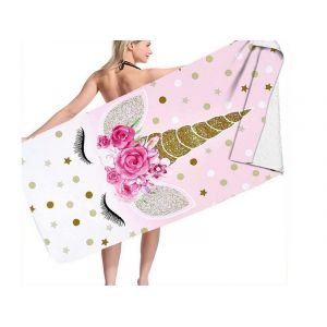 Serviette De Plage &Agrave; Imprim&eacute; Licorne 100 X 180 Cm, Serviette De Douche Douce En Microfibre - Neuf