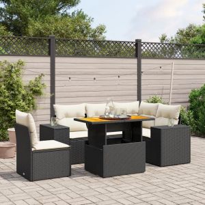 Prolenta Premium - Salon De Jardin 6 Pcs Avec Coussins Noir R&eacute;sine Tress&eacute;e - Neuf