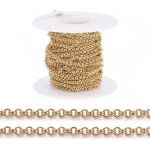 Kal-Cha&icirc;ne Rolo Plaqu&eacute;e Or 18 Carats De 5 M De Long - 2 X 1 Mm - Pour Fabrication De Bijoux - Neuf