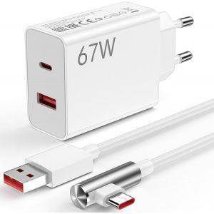 Chargeur Rapide 67w Avec Câble Usb C 1m 6a Pour Redmi Note 13 Pro 12 11s, 2-Ports Usb Avec Pd 45w, Turbo Pour Xiaomi 14 Ultra 13t Pro Redmi Note 12 Poco X6 M6 F5 X4 Gt - Neuf