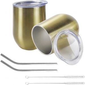 Sjzg-350ml Verres À Vin En Acier Inoxydable, Isolation Sous Vide Double Couche Mug,Sans Bpa,Tasses À Café Réutilisables,Adaptées Aux Pique Niques,Au Camping,Aux Voyages - Neuf