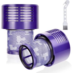 Filtre d'aspirateur compatible avec les aspirateurs Dyson V10 Cyclone V10 Animal, V10 Absolue, V10 Total Clean, et brabus SV12 (référence : 969082-01) (2 filtres et 1 brosse de nettoyage) - Neuf