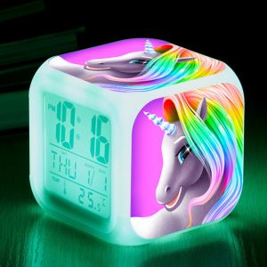 Licorne réveil numérique¿A¿, lumières colorées réveil Horloge carrée, Meilleur Cadeau pour garçons et Filles, Décoration de Chambre pour Les Enfants, Réveils numériques LED - Neuf