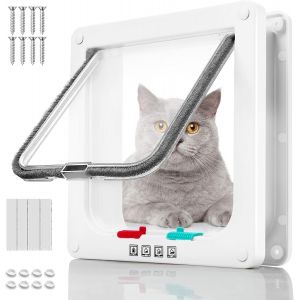 Meimie-Chatiere Pour Chat Trappe Chat Chattiere Porte Chat Verrouillage À 4 Voies Porte Chatiere Chatiere Pour Chien Chatière Isolante Pourmur Intérieur Extérieur Bois(20 Cm X 19 Cm X 5,5 Cm) - Neuf