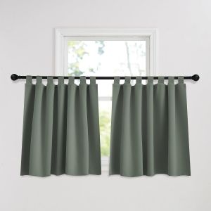 Tianyi-Rideaux Cuisine Occultants Court Thermiques Isolation, Décoration De Fenêtre Pour Chambre Maison Pour Petit Fenetre À Pattes, 2 Pièces, 140x90cm(Lxh), Vert Gris - Neuf