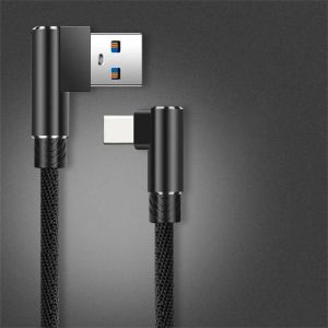 40w 5a Usb Vers Type C Charge Rapide Tissage Câble De Données 90 Degrés Câble De Chargeur De Téléphone Pour Iphone Xiaomi Redmi Huawei Fil De Chargement Usb.Black.0.25m - Neuf