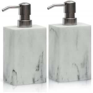 KAL-Lot De 2 Distributeurs De Savon En Résine De Qualité Supérieure, Distributeur De Savon Pour Les Mains, Flacon De Savon Liquide Rechargeable Avec Pompe Facile À Presser, 445 Ml - Neuf
