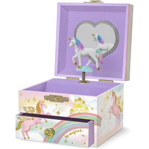 Eryi-Boîte À Bijoux Musicale Licorne Pour Filles - Boîte À Musique Licorne Pour Enfants Avec Miroir, Cadeaux Licorne Pour Petites Filles, Boîte À Bijoux, Cadeau D'anniversaire Pour Enfants, 3-10 Ans - Neuf