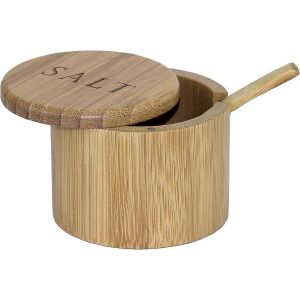 Boîte à sel entièrement en bambou,boîte de rangement en bambou avec couvercle pivotant magnétique - Neuf