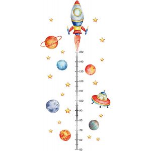 Toise Murale Enfant,50-150cm Sticker Mural Toise Pour Enfants,Planète Fusée Stickers Muraux Enfant Pour Mesure Taille Adaptés Aux Enfants Et Aux Tout-Petits - Neuf
