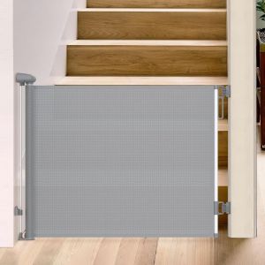 Barrière Escalier Escamotable,Utilisable D'une Seule Main,Barrière De Sécurité Pour Bébé Et Animaux De Compagnie À L'intérieur Et À L'extérieur,180 Cm Extra Large-Gris - Neuf
