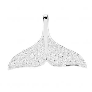 Collier Pendentif Queue De Poisson En Argent Sterling 925 Avec Strass Brillants, Cadeau Ideal - Neuf