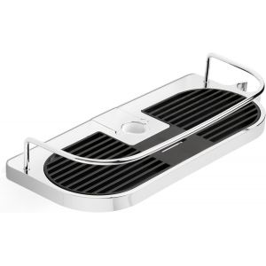 Tatay &Eacute;tag&egrave;re de douche pour barre sans per&ccedil;age, r&eacute;glable pour barres de 18 mm, 22 mm et 25 mm, &eacute;tag&egrave;re relevable et avec garde-corps, 100% inoxydable. Dimensions : 11 x 4 x 30 cm - Neuf