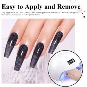Black Glitter Gel Polish, 15ml Noir Sparkle Iridescent Diamant Gel Polish Immersion Uv Manucure Salon Bricolage 1 Pi&egrave;ce - Neuf