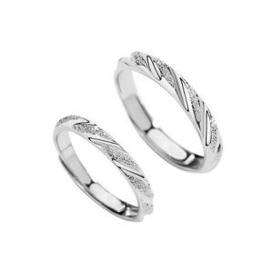 C113 Lot De 2 Bagues De Couple R&eacute;glables En Argent Pour La Saint-Valentin - Neuf