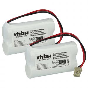 vhbw 2x Batterie compatible avec Panasonic KX-TG4000B(Handset), KX-TGA200, KX-TGA400, KX-TG4000B t&eacute;l&eacute;phone fixe sans fil (600mAh, 2,4V, NiMH) - Neuf