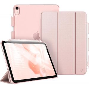 LORANKA-Coque pour iPad Air 11 Pouces (M3) 2025/(M2) 2024 et iPad Air 5e/4e G&eacute;n&eacute;ration 10.9 Pouces (2022/2020) - [Rangement de Stylet] &Eacute;tui Transparent Mat, Housse Fine, Or Rose - Neuf