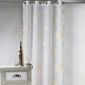 Voilage En Etamine Brod&eacute; Ronds Fils Lurex Brillants - Neuf