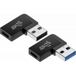 KALANKA-Lot de 2 adaptateurs USB-C femelle vers USB mâle, USB C vers USB 3.1, angle de 90°, convertisseur de transfert de données, adaptateur 10 Gbit/s compatible avec Mbook, ordinateur portable, - Neuf