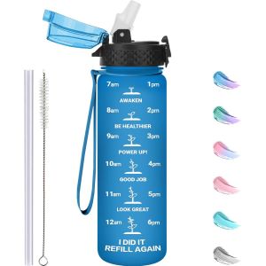 Kalanka-500ml/17oz Bouteilles D'eau Pour Enfants Avec Paille Sans Bpa Bouteille D'eau &Eacute;tanche Pour Enfants Pour L'&eacute;cole Tritan Fille Gar&ccedil;on Bouteille D'eau Sport R&eacute;utilisable Avec Marquage De L'heure - Neuf